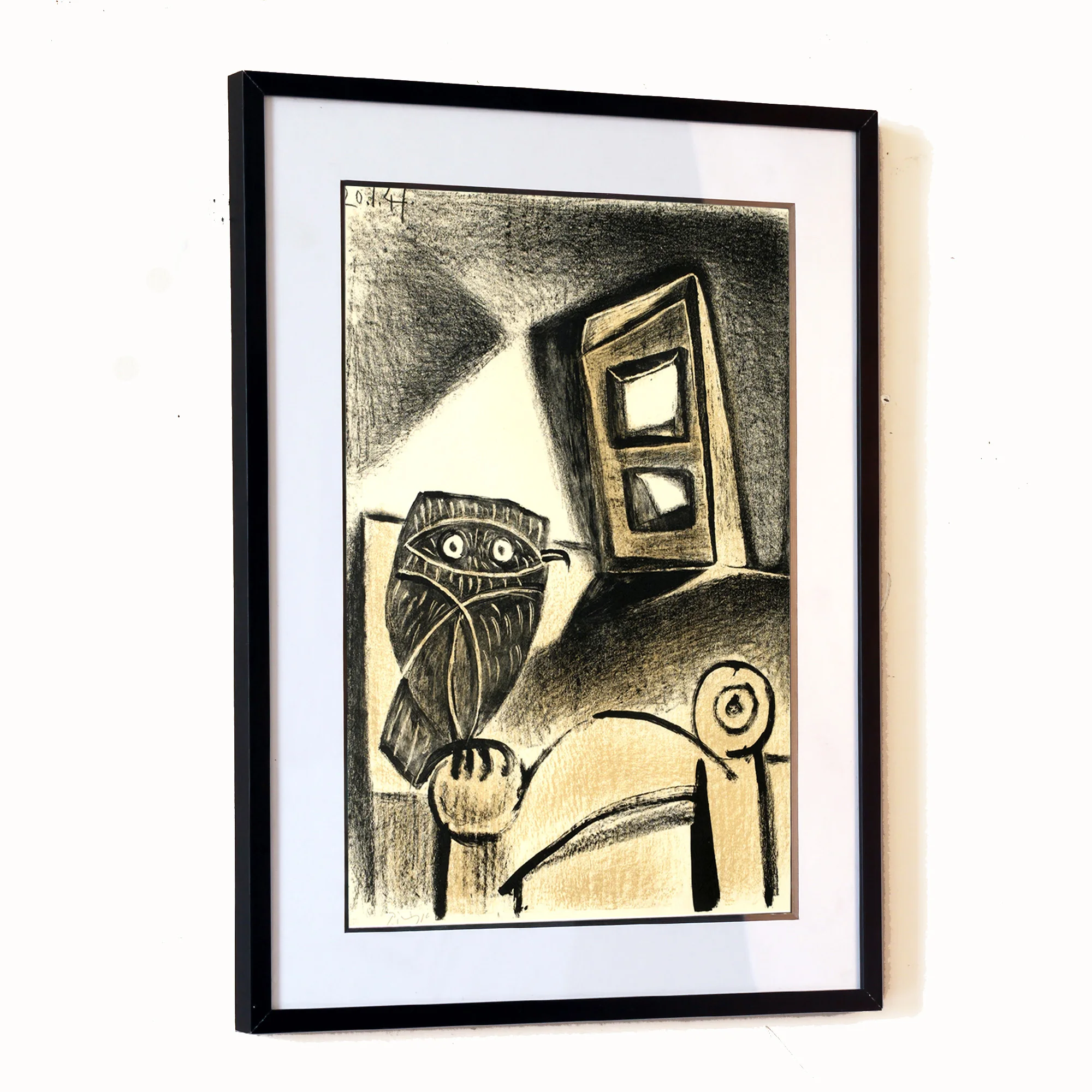 

Picasso framed artwork on Hibou Ã la chaise fond ocrÃ©, 1947 picture frame female abstract art 30x40cm